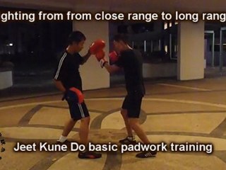 JKD close range to long range fight - JKD101 padwork drill
