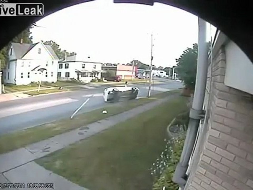 Rollover Accident Caught On CCTV