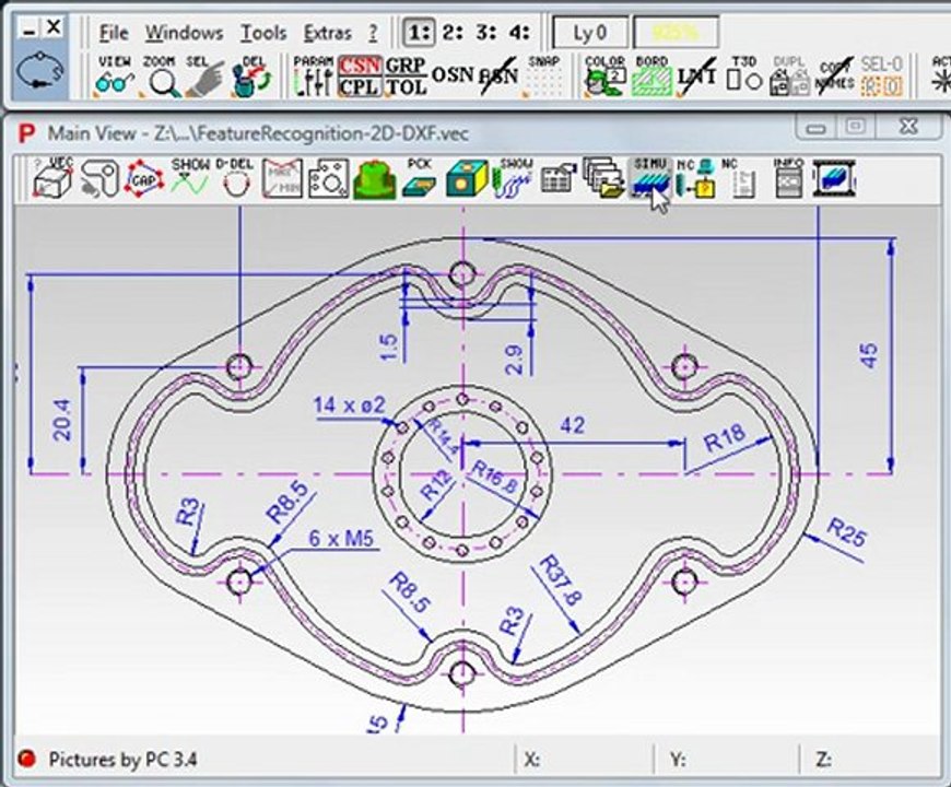 Pictures by PC CAD CAM CNC Software for 2.5D Milling and Feature Recognition