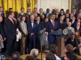 U.S. President Barack Obama greets members of 2010 World Series Champions San Francisco Giants