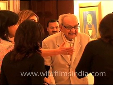 Raza and his paintings, Imperial Hotel, New Delhi