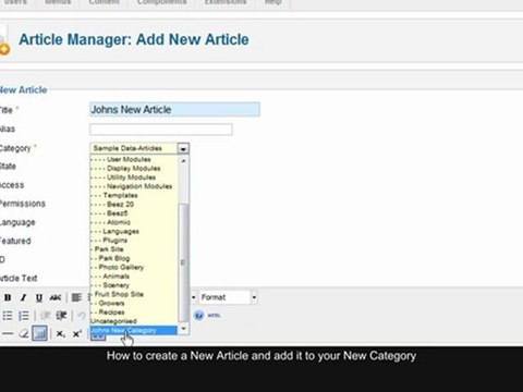 How to create a new Article in Joomla 1.6 Joomla 1.7