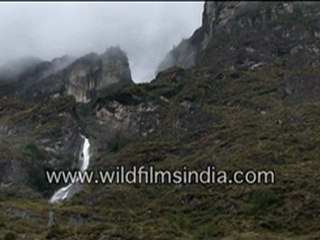 Waterfall and high altitude valley
