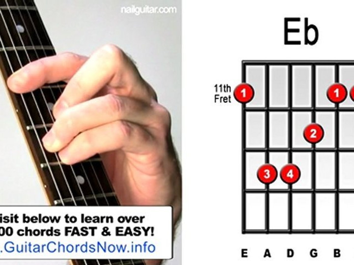 Eb Major - Guitar Chord Lesson - Easy Learn How To Play Bar Chords Tutorial  