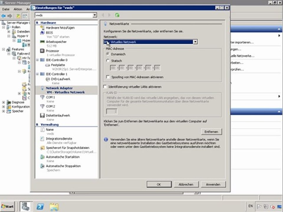 Hyper-V Cluster - Import von VM - Videocast