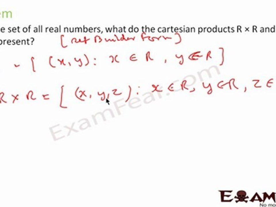 Relation and Functions Part 3 (Cartesian Product of sets - Examples) Mathematics CBSE Class X1