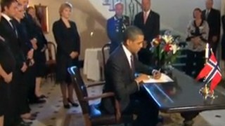 Obama and Biden  Visit Norway Embassy