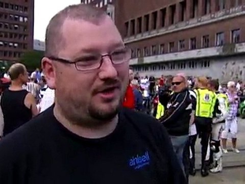 Norwegian bikers ride in a cortege for the victims of the 22 July Massacre.