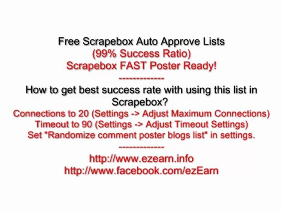 Free Scrapebox Auto Approve Lists