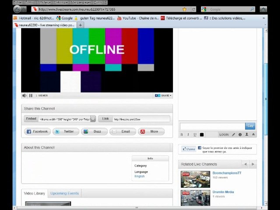 video pour les live sur livestream lien dans la déscription