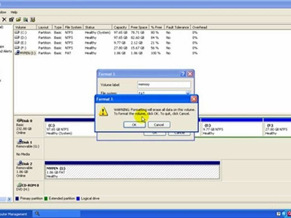 how to format memory card using windows disk management