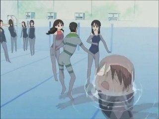 Azumanga Daioh - Yukari and Nyamo Fighting Scene [In Pool] (English Dub)