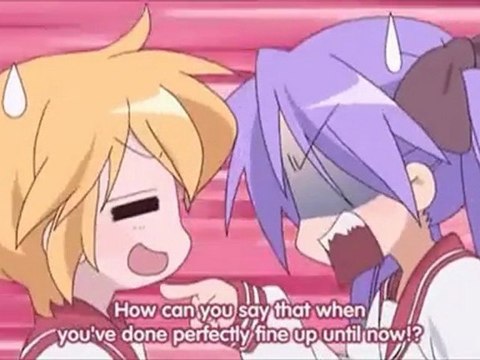 Lucky Star - Sleepy Konata Clip 2/Extremely Wild Kagami Clip 2 (English Sub)