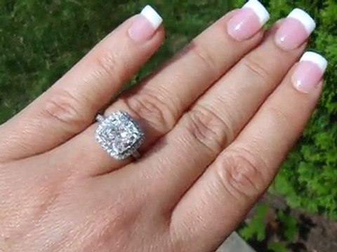 3.02 H vs1 Cushion Center EGL Certified in Halo setting with band