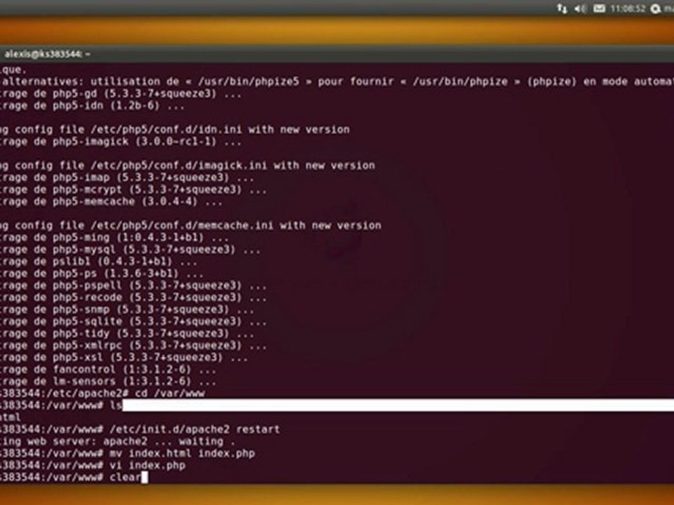 Tutoriel video : Installation d'apache, mysql, PHP et phpmyadmin sur un serveur dédié