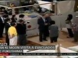 Ban Ki Moon visita evacuados de Fukushima