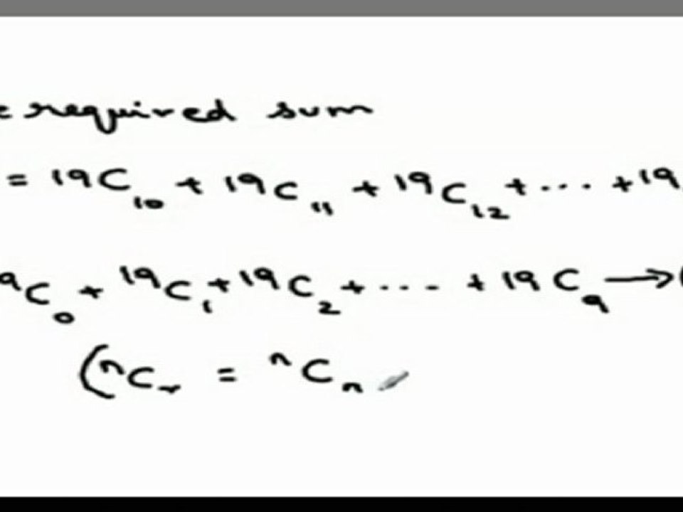 Use of sum of co-efficient of Binomial Expansion