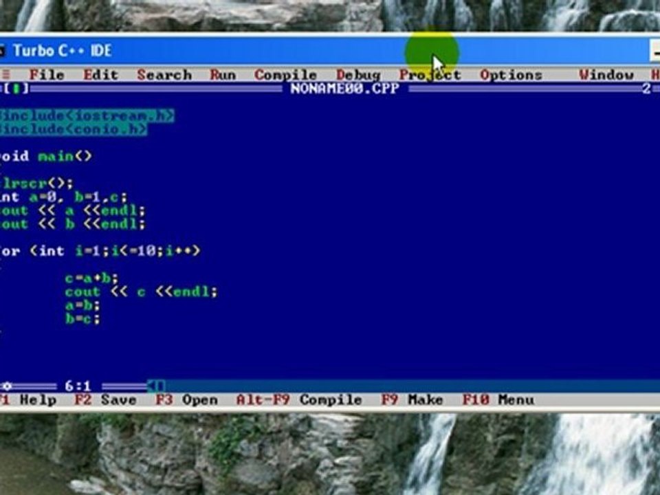 Video tutorial on c++ program to generate fibonacci series sequence