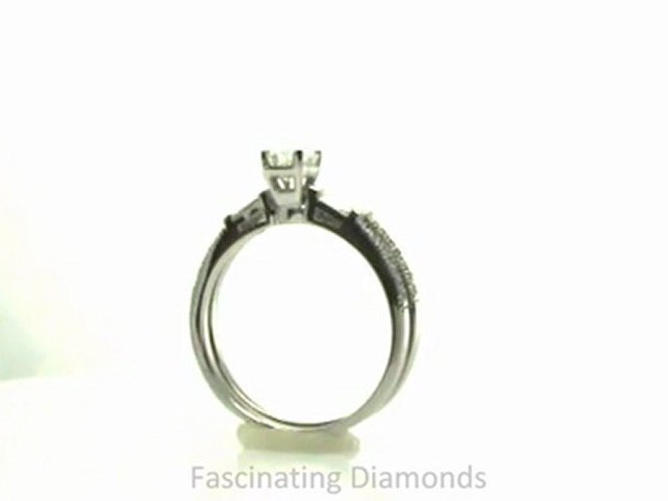 FDENS3074EM  Emerald Cut And Baguette Diamond Engagement Ring In Prong Setting