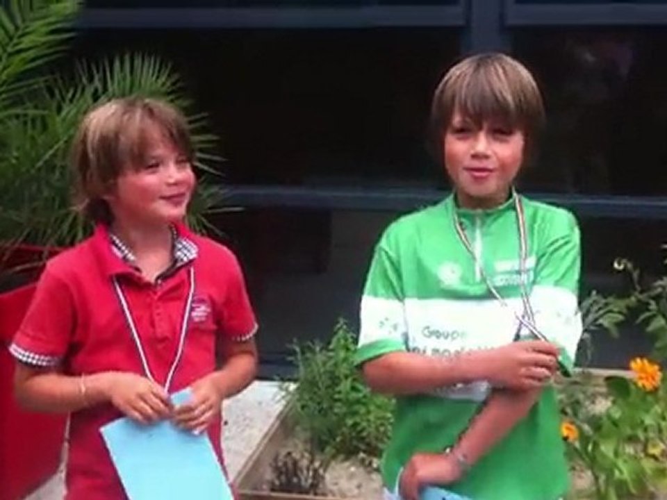 Les gagnants de la course d'orientation à vélo : Achille et Félix, en un temps record de 51 minutes