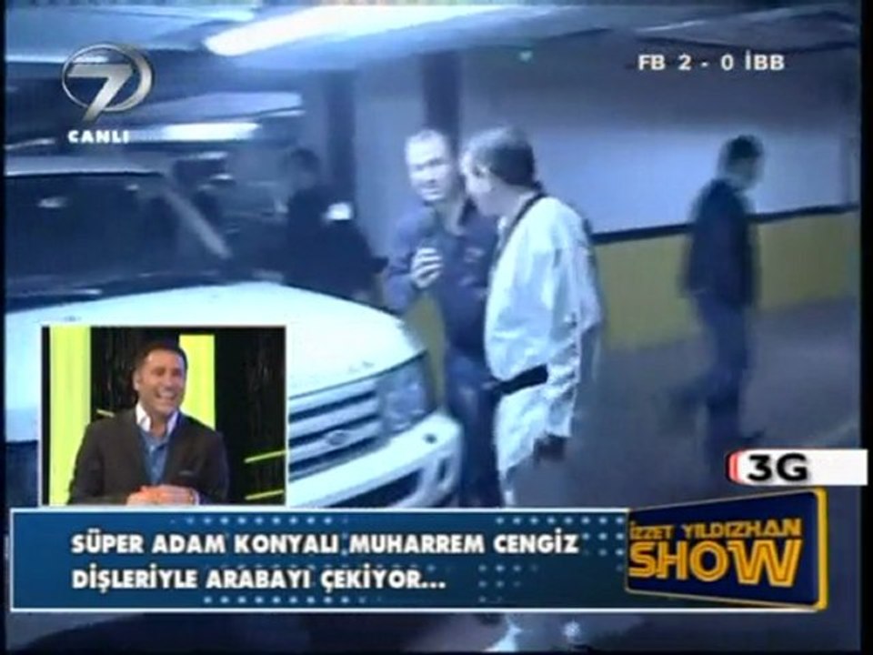 Canlı Yayında dişleriyle araba çeken adam Muharrem Cengiz