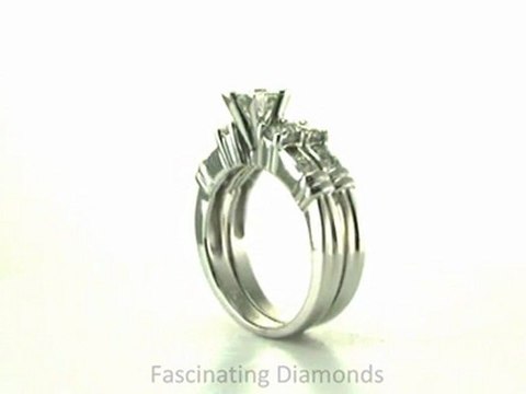 FDENS285PR Princess Cut Diamond Three Stone Wedding Rings Set With Channel Set Side Stones