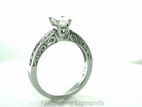 FDENS816EMR Emerald Cut Diamond Engagement Ring Vintage Style Channel Set
