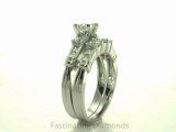 FDENS286PR Princess Cut Diamond Three Stone Wedding Rings Set With Channel Set Side Stones