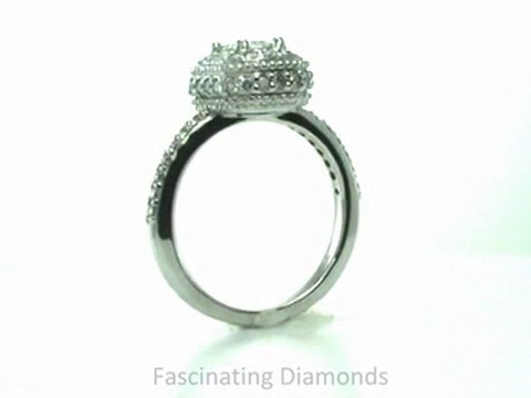 FDENR8578EMR Emerald Cut Diamond Engagement Ring In Vintage Pave Setting