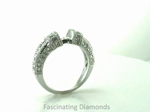 FDENR3046 Semi Mount Diamond Engagement Ring Vintage Pave Style With Milgrain design