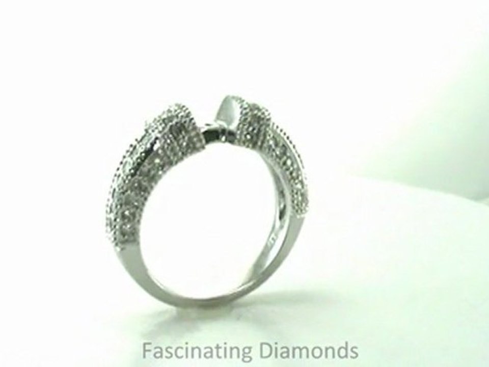 FDENR3046  Semi Mount Diamond Engagement Ring Vintage Pave Style With Milgrain design