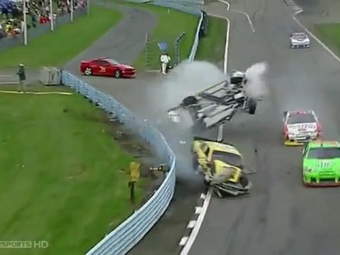 NASCAR Sprint Cup Watkins Glen 2011 MASSIVE CRASH Reutimann + Finish