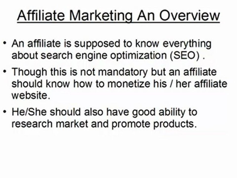Affiliate Marketing An Overview