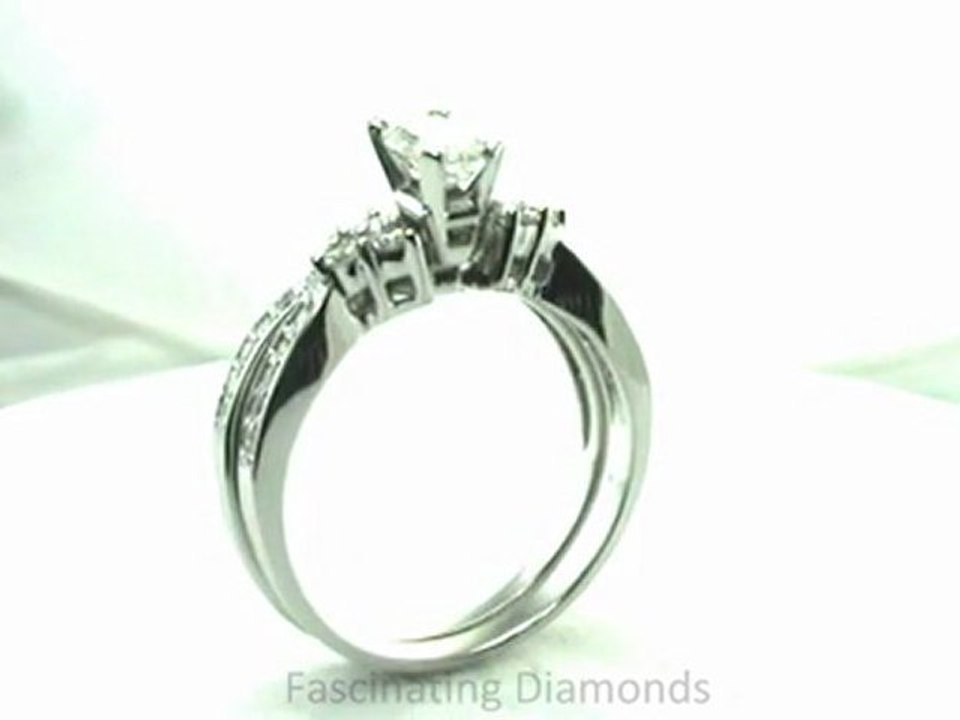FDENS3081EM  Emerald Cut Fleur Diamond Pave- Set Wedding Rings Set With Band