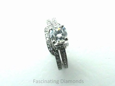 FDENS3078RO Round Diamond Wedding Rings Set With Round Pave Set Side Stones