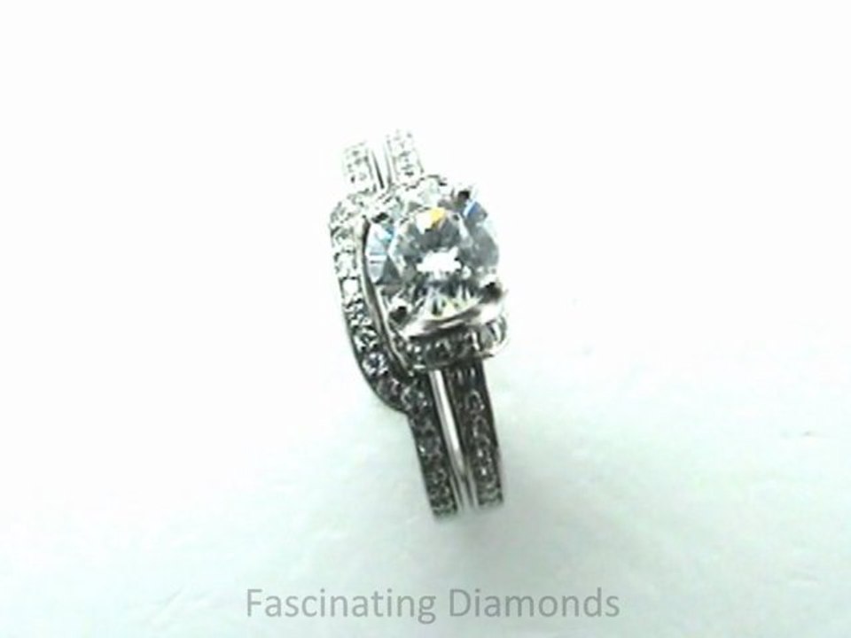 FDENS3078RO  Round Diamond Wedding Rings Set With Round Pave Set Side Stones