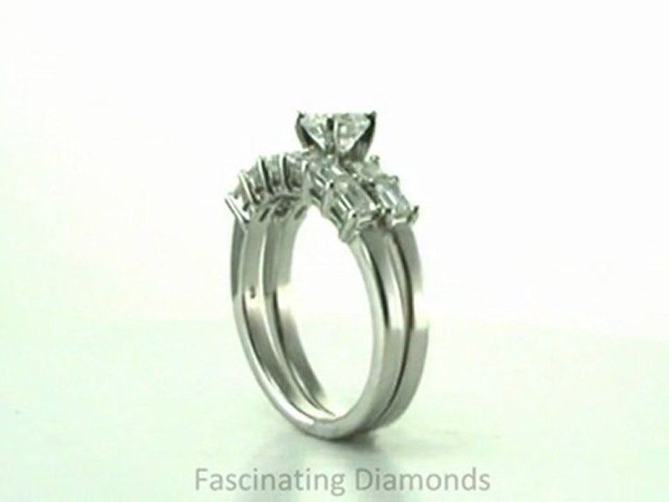 FDENS3076RO  Round Shape and Baguette Channel Bar Diamond Wedding Bridal Rings Set