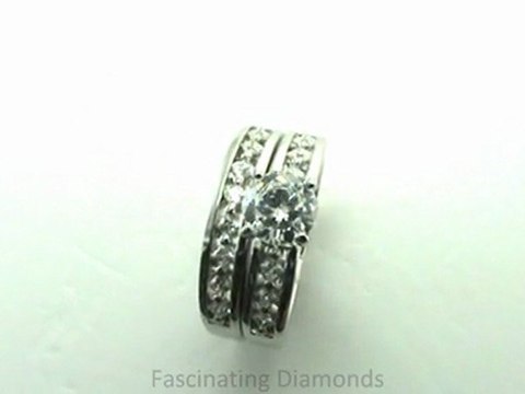 FDENS3075RO Round Shape Diamond Kite Channel-Set Wedding Rings Set