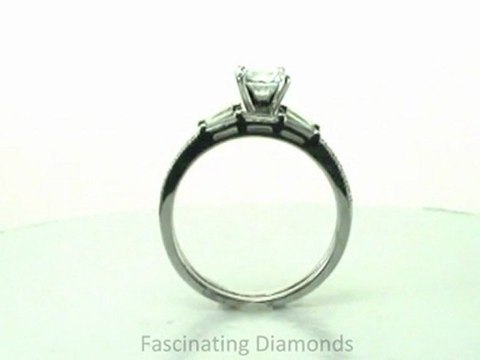 FDENS3074RO Round Cut And Baguette Diamond Engagement Ring In Prong Setting