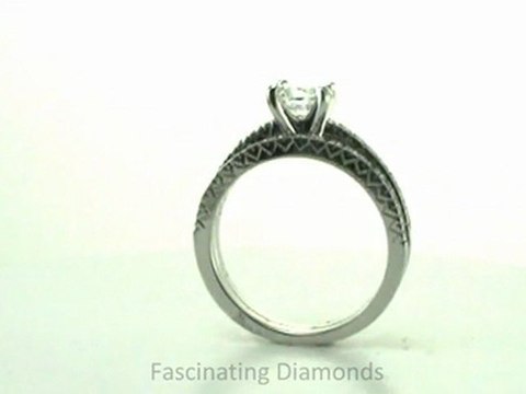 FDENS3073RO Round Diamond Engagement Rings Set With Round Pave Set Side Stones