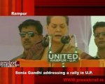Congress President Sonia Gandhi addressing a rally in Rampur (u.p)