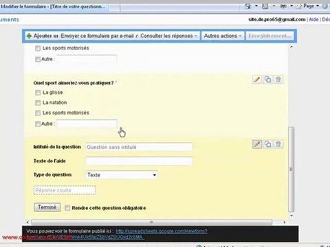 Tutoriel Vidéo pour savoir créer des formulaires ou des sondages avec Google Docs
