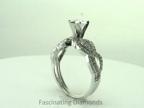 FDENS3044HT Heart Shape Diamond Split Swirl Band Wedding Bridal Rings Set