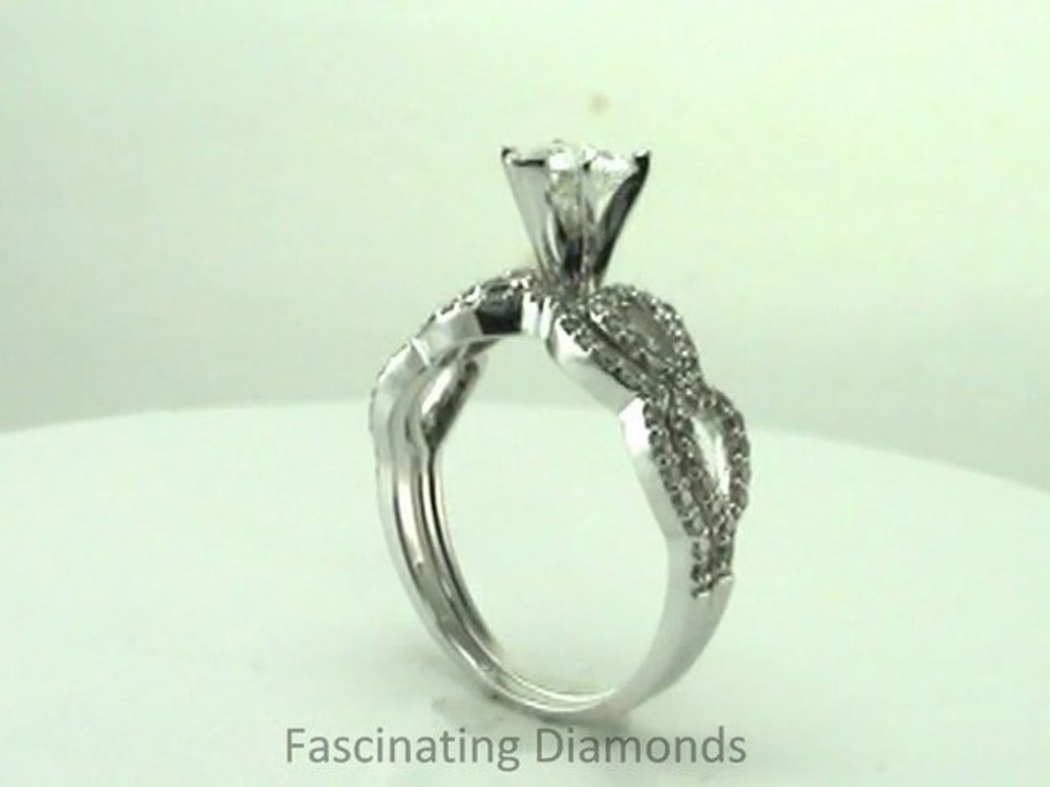 FDENS3044HT  Heart Shape Diamond Split Swirl Band Wedding Bridal Rings Set