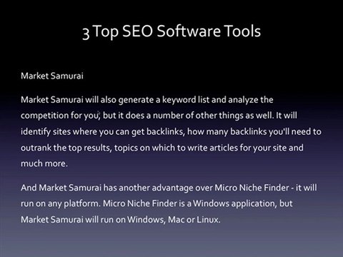 SEO Software Tools The Main Three