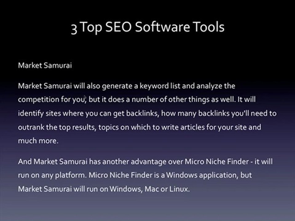 SEO Software Tools The Main Three