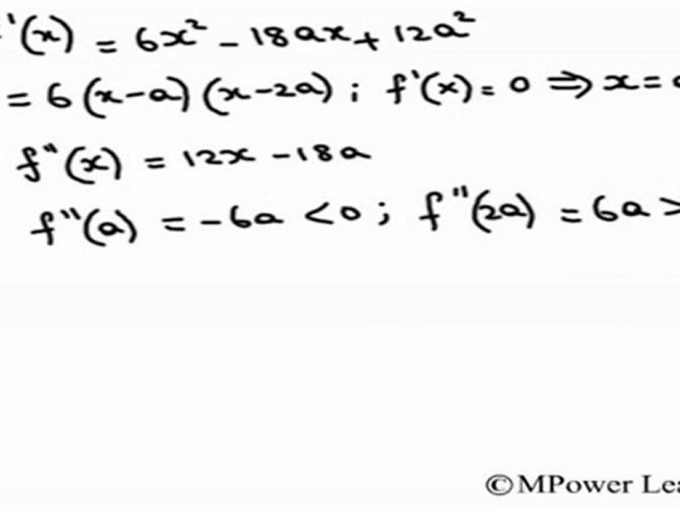 (Application of Derivatives) - Local Extremum of cubic polynomial