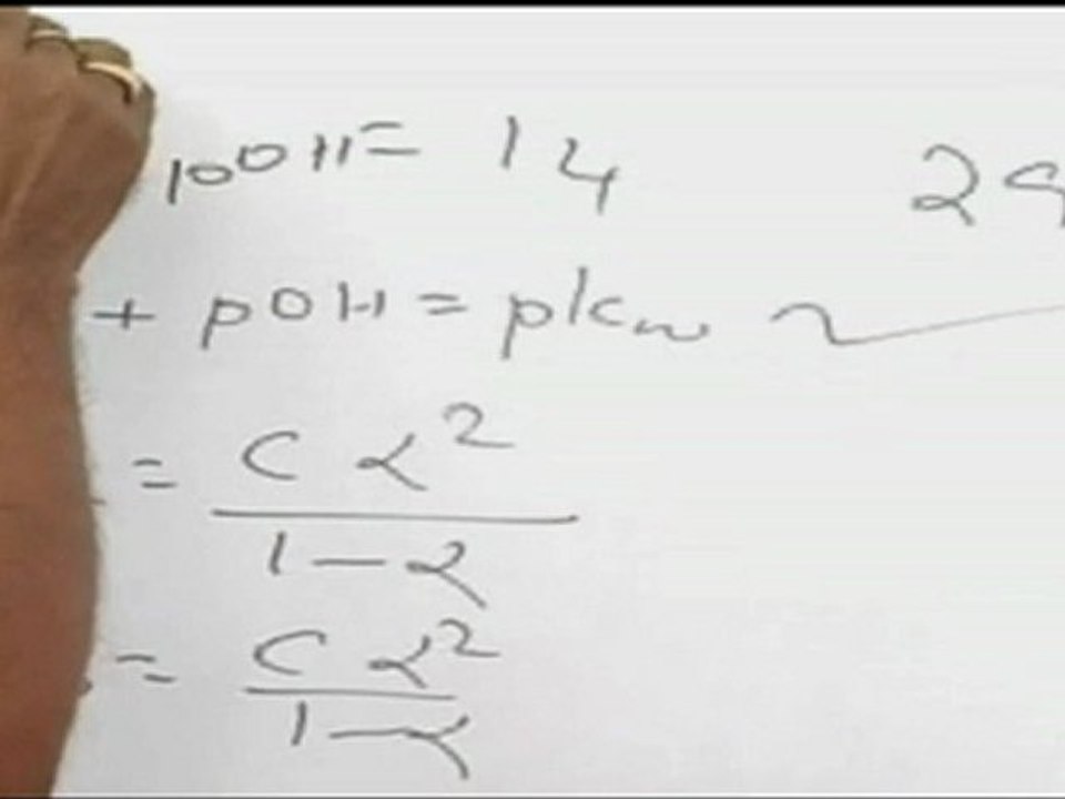 Chemical Equilibrium and Ionic Equilibria - Example for finding p H