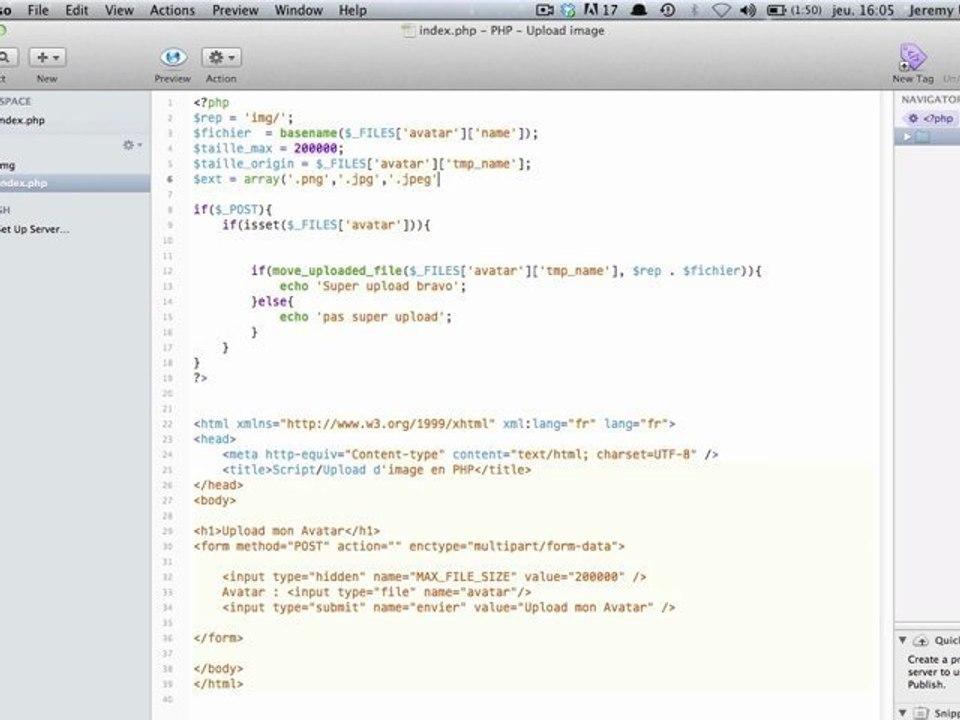 PHP - Upload fichier image/avatar en PHP