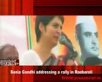Sonia Gandhi addressing a rally in Raebareli, 11 06 2009